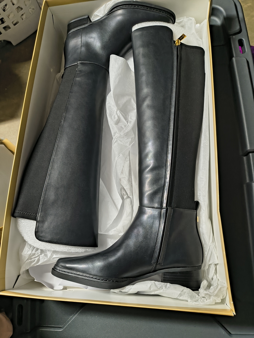 MICHAEL Michael Kors Black Over-The-Knee Leather Zip Boots